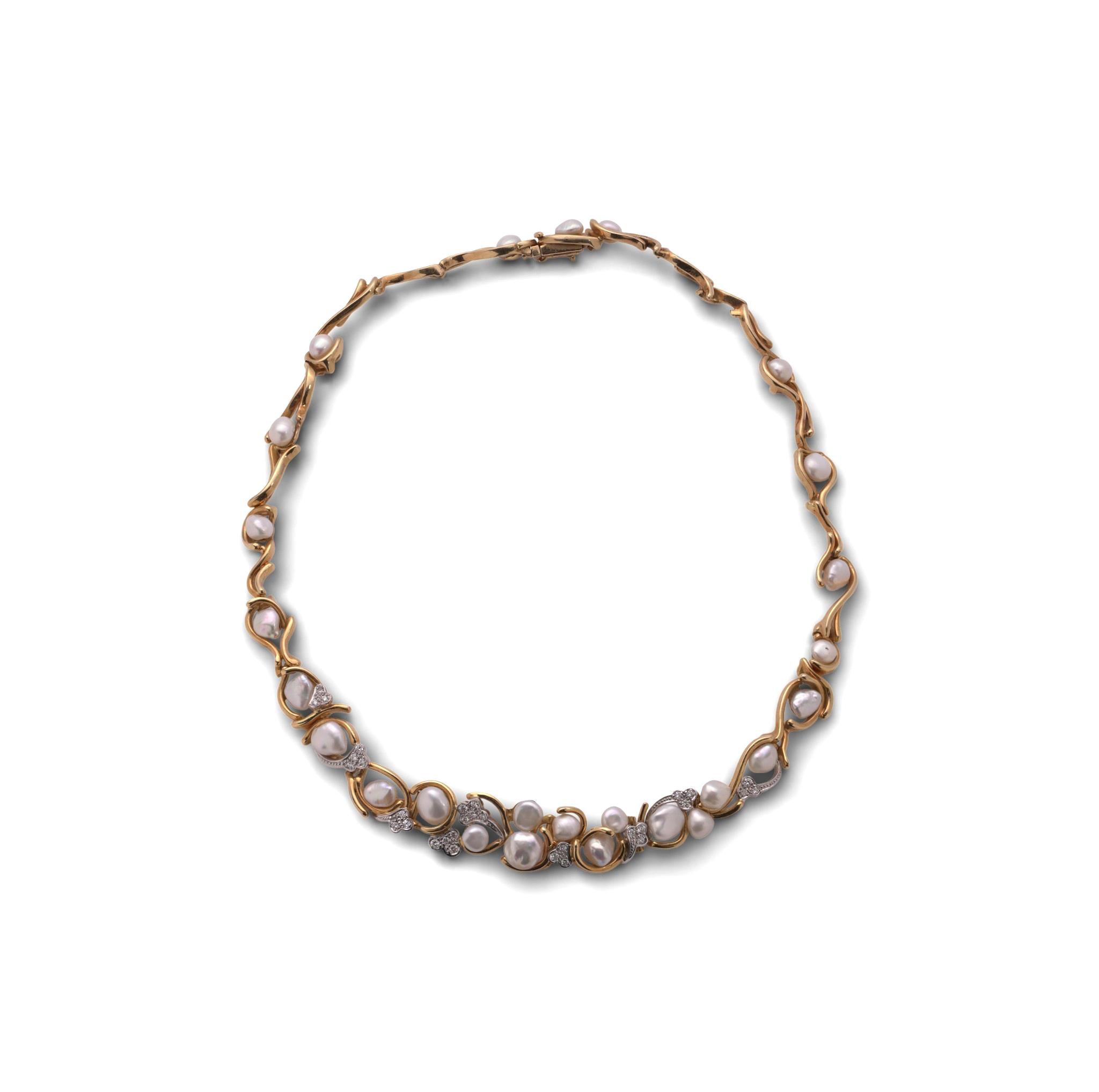 Collana di diamanti e perle dei mari del sud in oro 18KT di Julia Plana in vendita