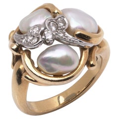 Julia Plana Bague en or 18KT avec perles des mers du Sud et diamants