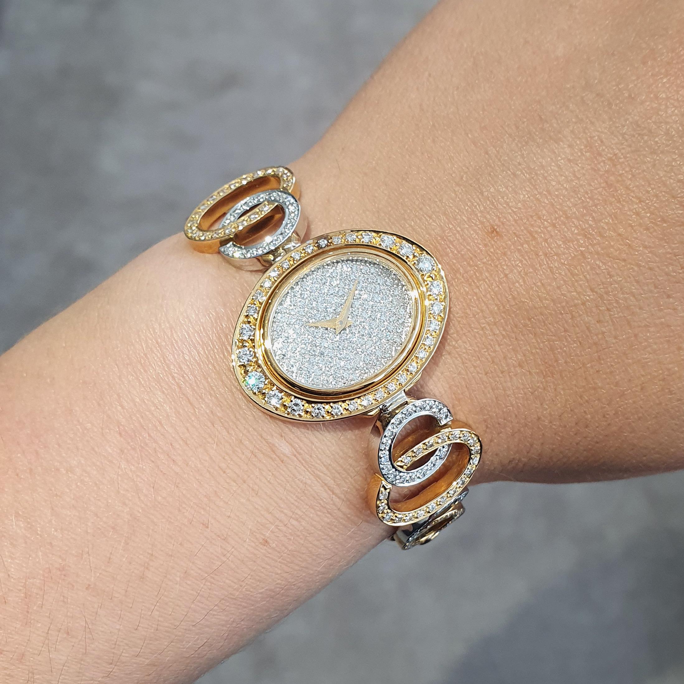 Julia-Plana Diamond Yellow and White Gold 18K Wristwatch 1970S 3