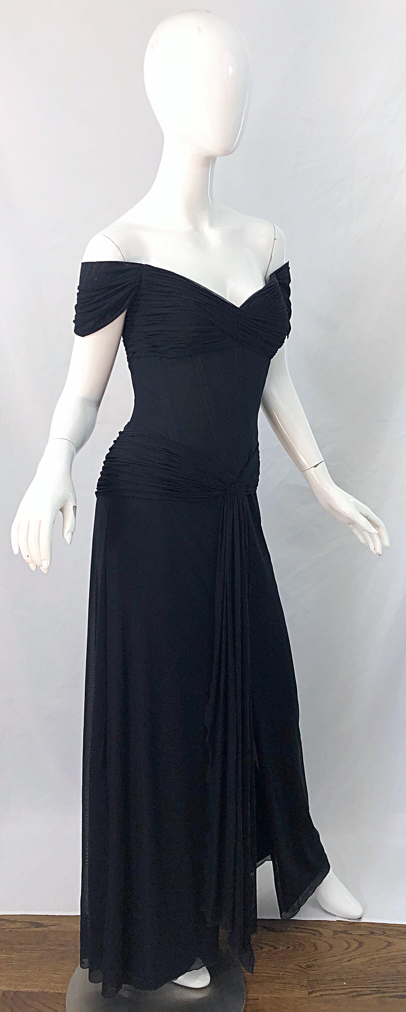 Julia Roberts Pretty Woman Vintage Vicky Tiel Couture Sz 12 Black 1980s Gown 3