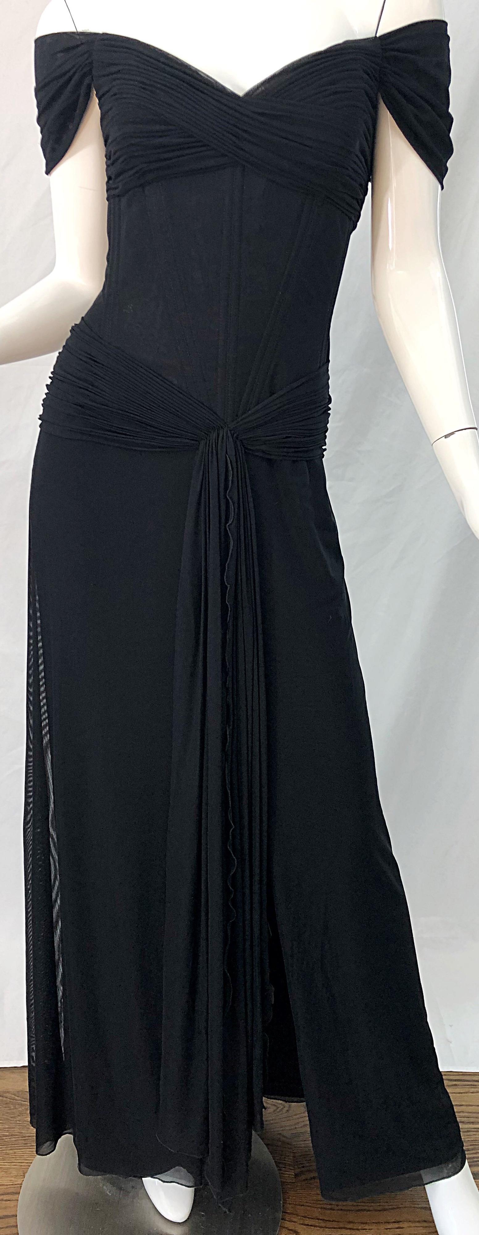 Julia Roberts Pretty Woman Vintage Vicky Tiel Couture Sz 12 Black 1980s Gown 4