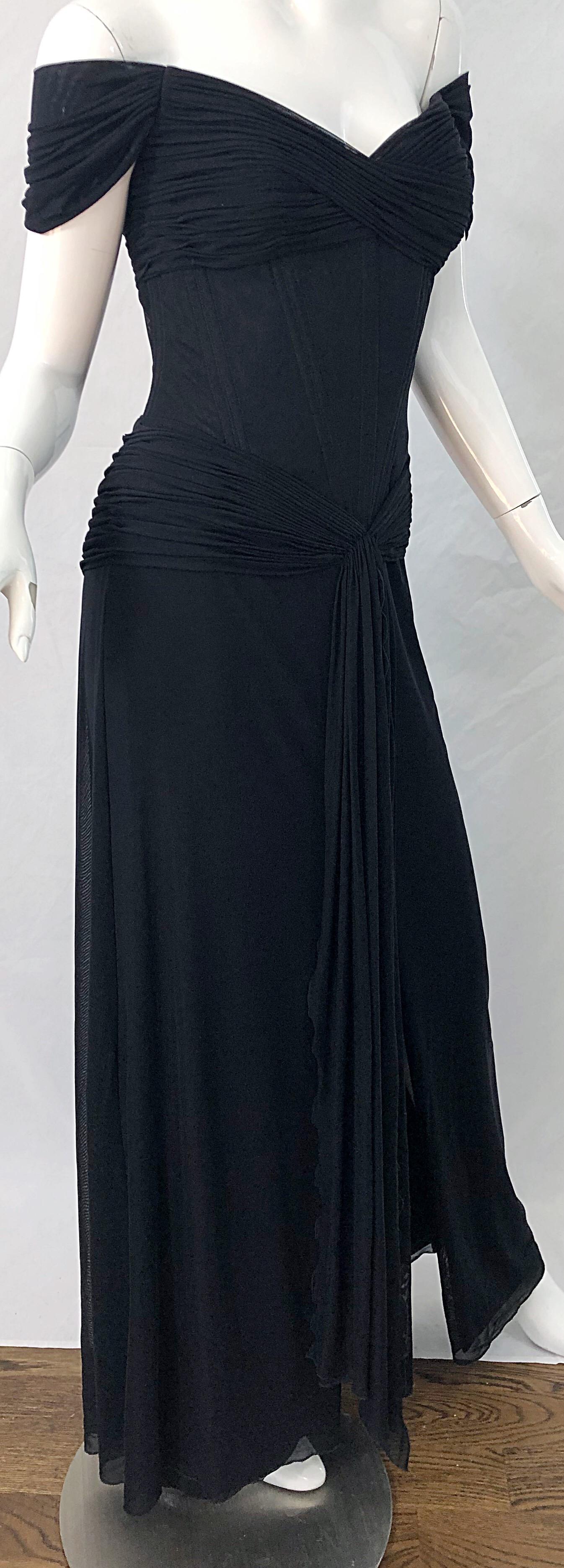 Julia Roberts Pretty Woman Vintage Vicky Tiel Couture Sz 12 Black 1980s Gown 7