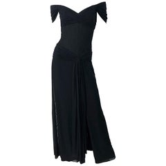 Julia Roberts Pretty Woman Vintage Vicky Tiel Couture Sz 12 Black 1980s Gown