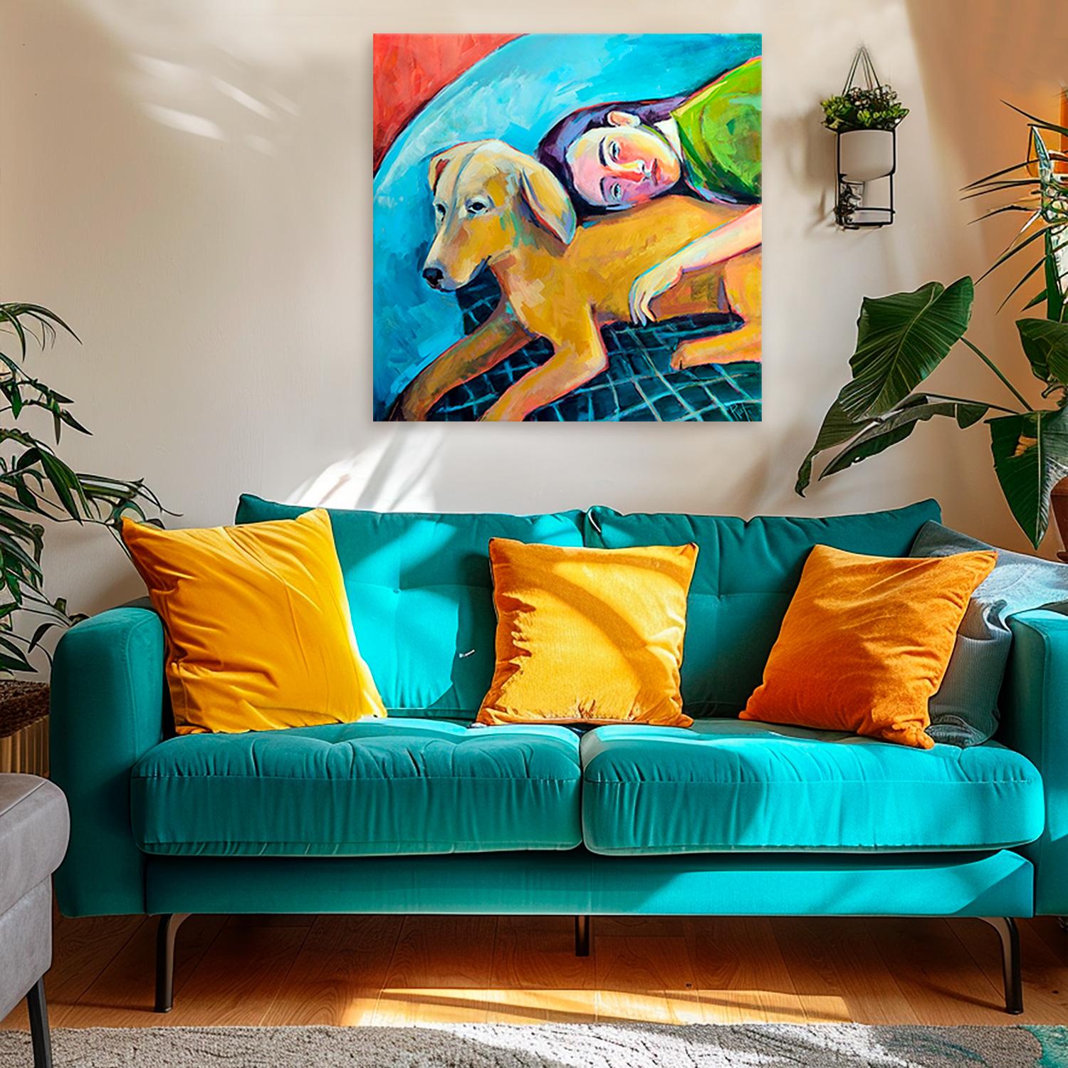 Immer an meiner Seite (Blau), Animal Painting, von Julia Ruf