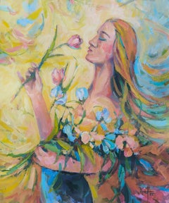 Painting of Woman with Flowers