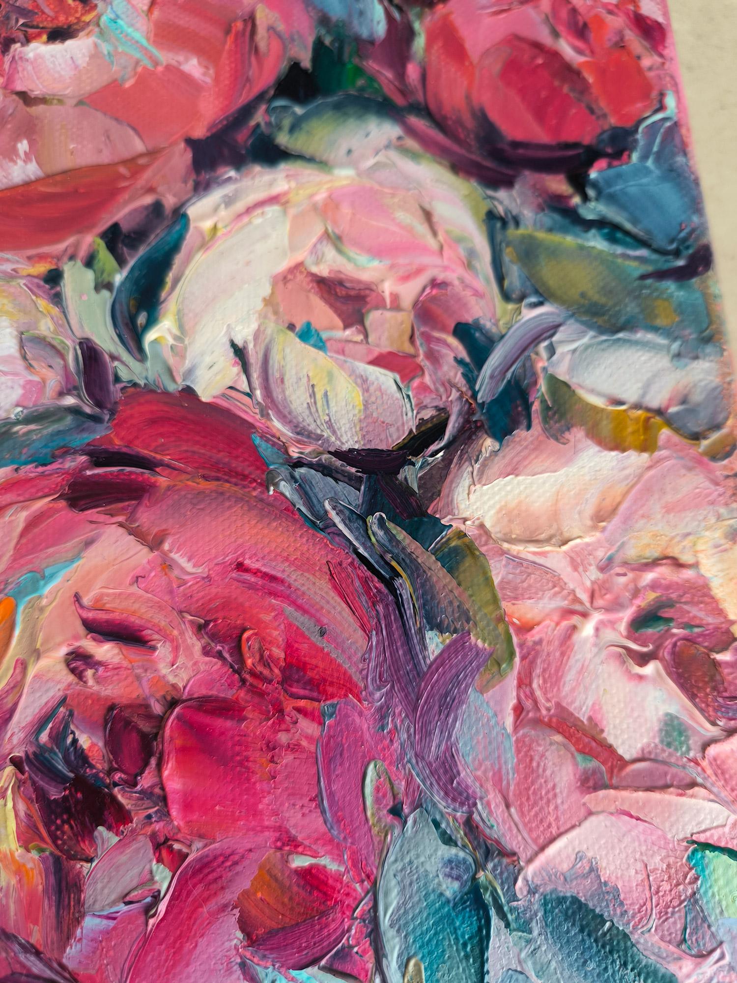 Peonie. Quadro originale floreale - Painting di Julia Ruf