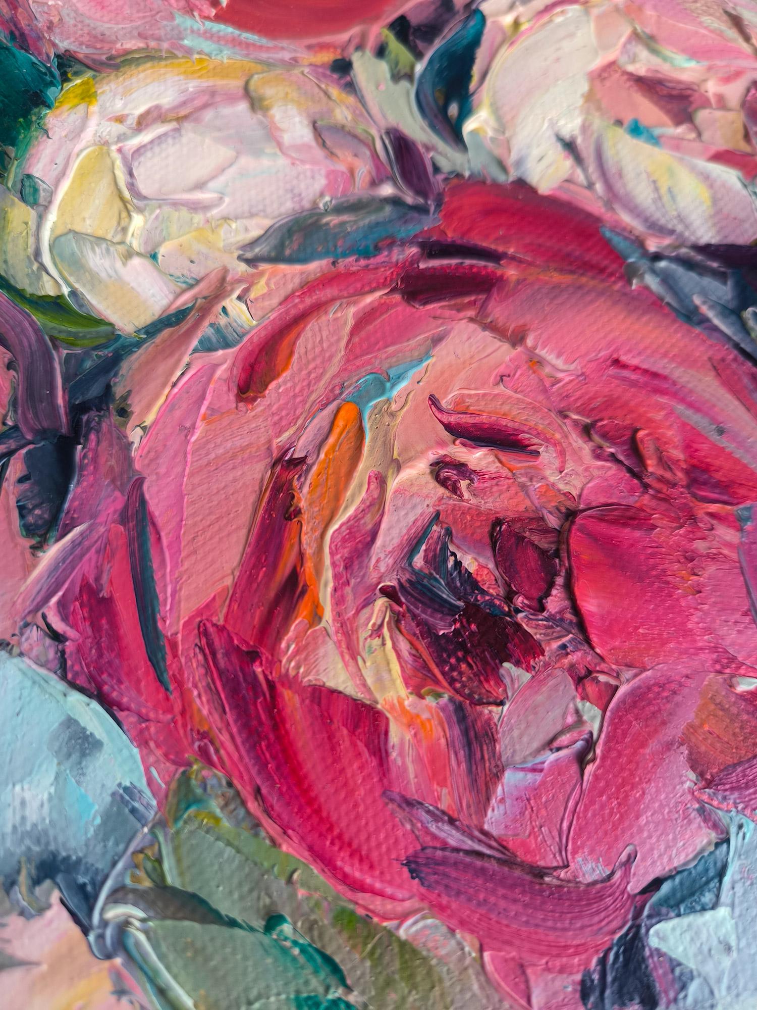 Peonie. Quadro originale floreale - Painting Moderno di Julia Ruf
