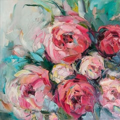 Peonías. Pintura original floral