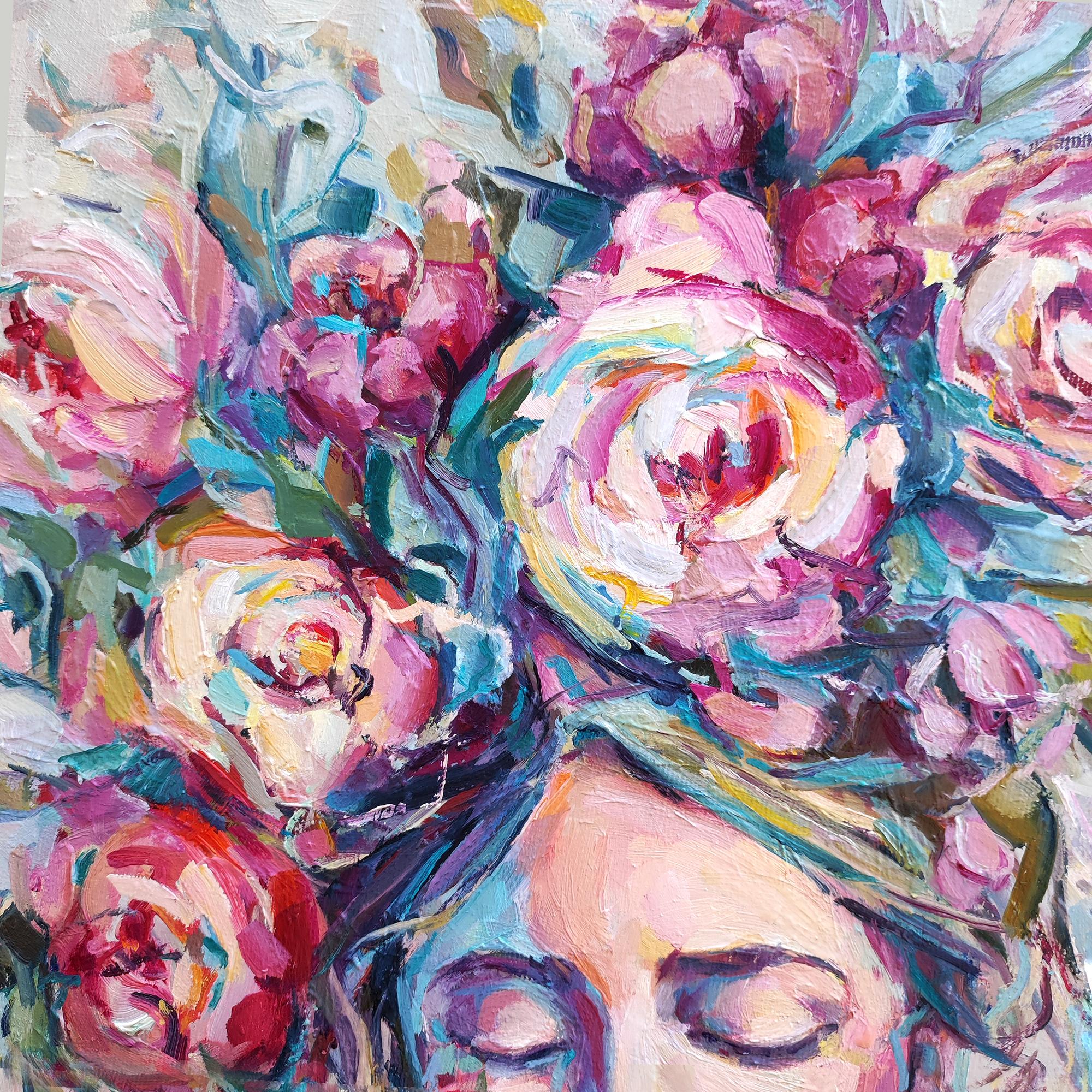 Porträt einer Frau. Flora – Painting von Julia Ruf