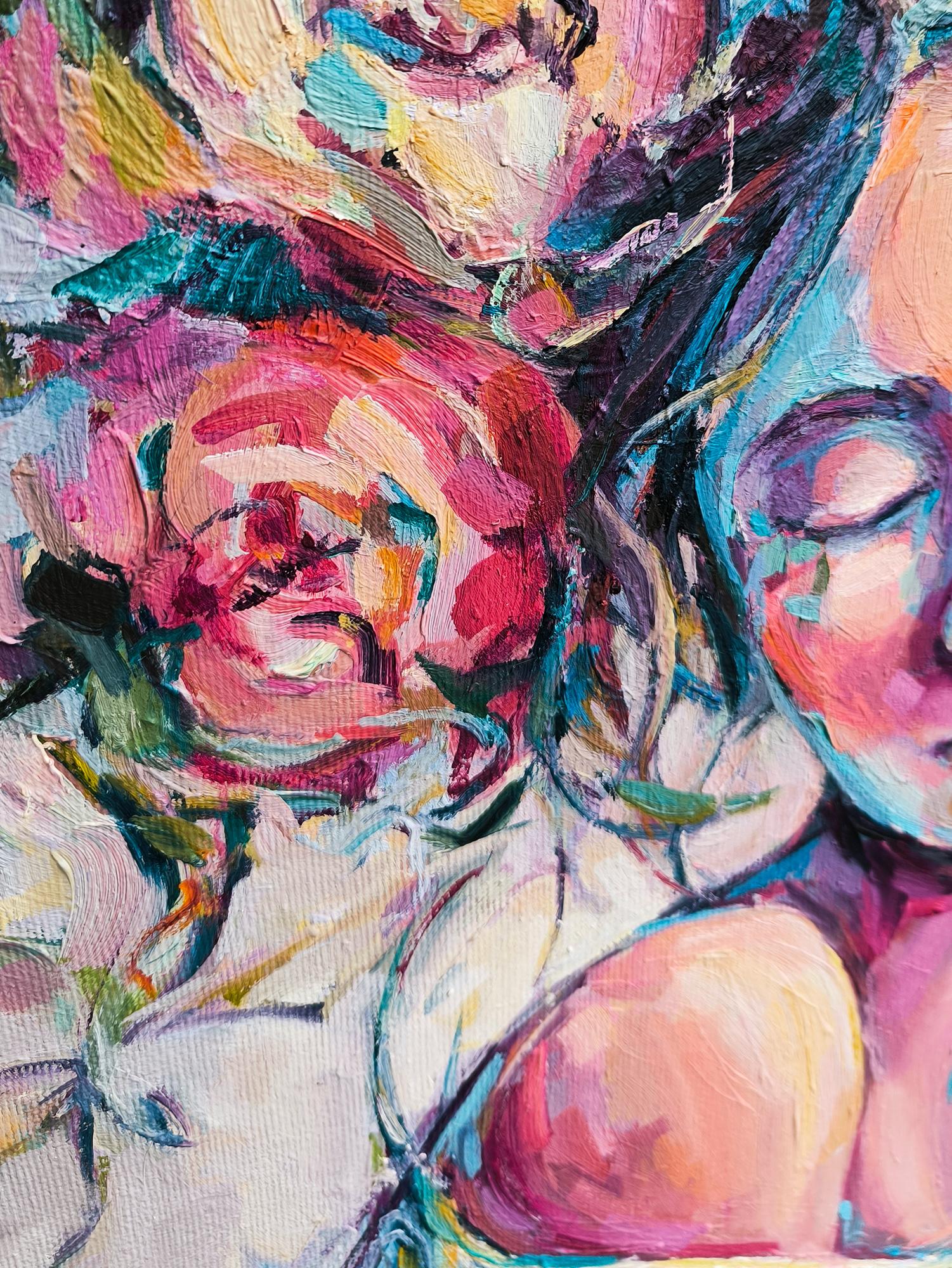 Porträt einer Frau. Flora (Grau), Portrait Painting, von Julia Ruf