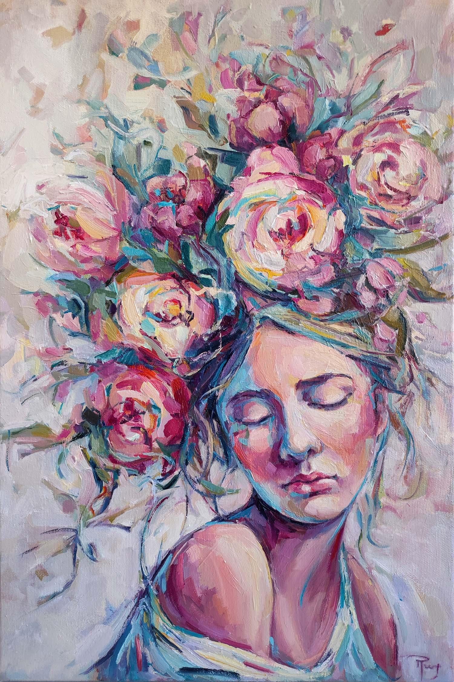 Julia Ruf Portrait Painting – Porträt einer Frau. Flora