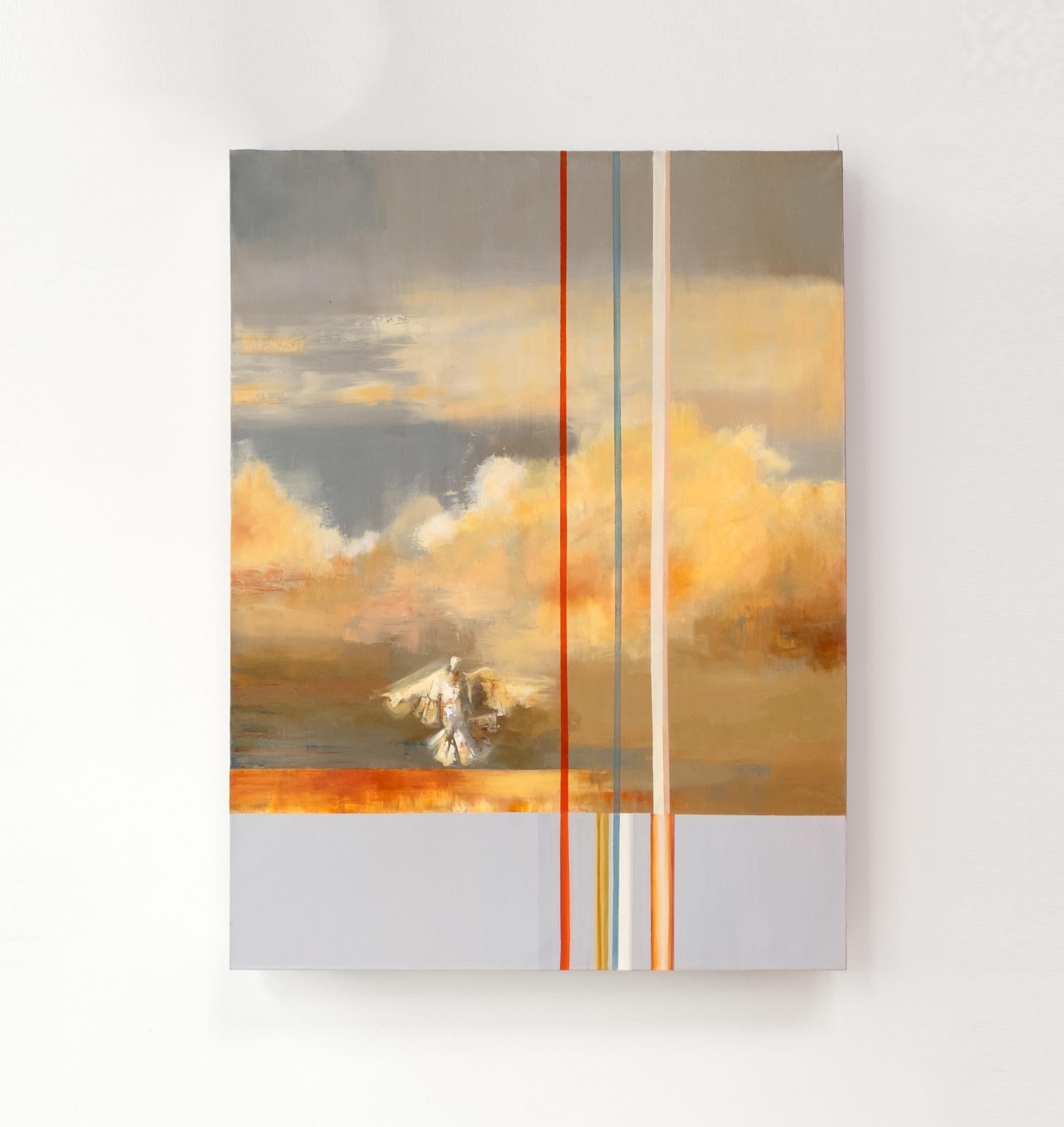 Pittura ad olio astratta celeste, 