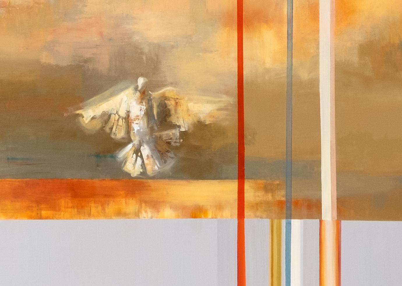 Pittura ad olio astratta celeste, 