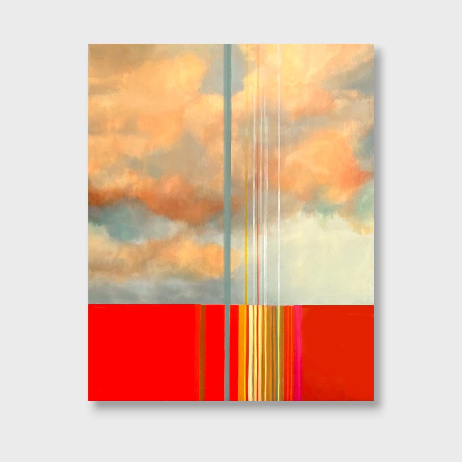 Abstract Painting di Julia San Roman - Pittura ad olio astratta celeste, "Episodio di luce". Blu"