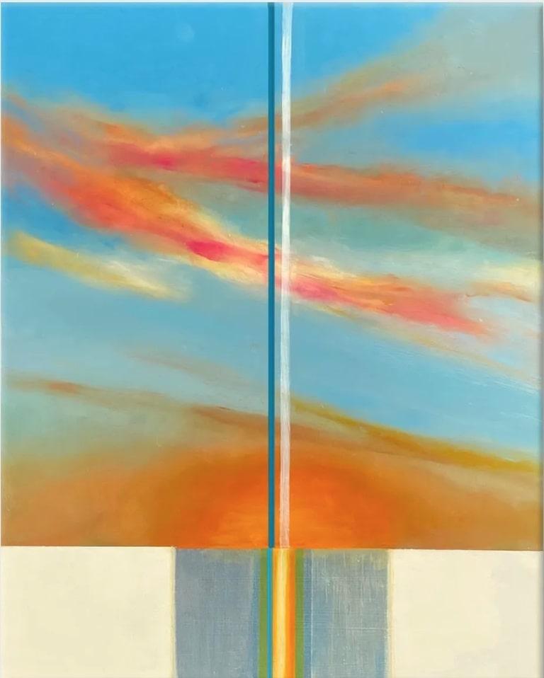 Julia San Roman Abstract Celestial Oil Painting, "Light Episode n. 20