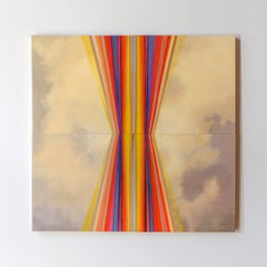 Quadrittico astratto a olio e resina, "Obliquo". Quadriptico"