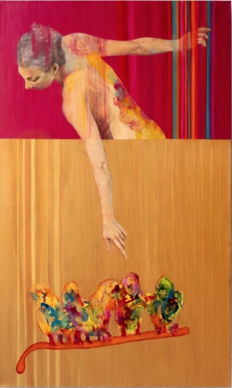 Julia San Roman Figurative Painting – Figuratives surrealistisches Ölgemälde, „Dile Que No“, „Dile Que No“