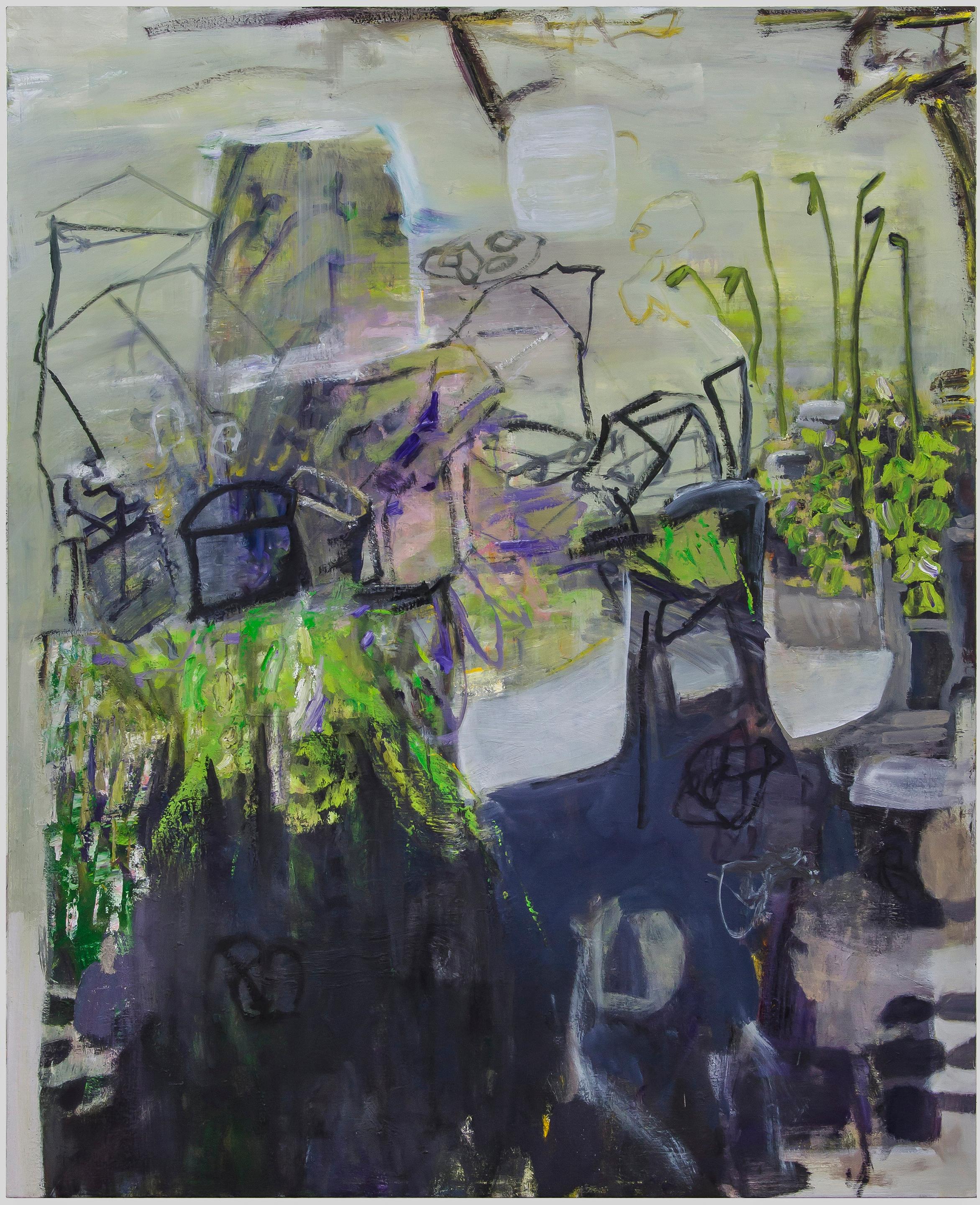 Julia Schwartz Figurative Painting - Studio and Garden