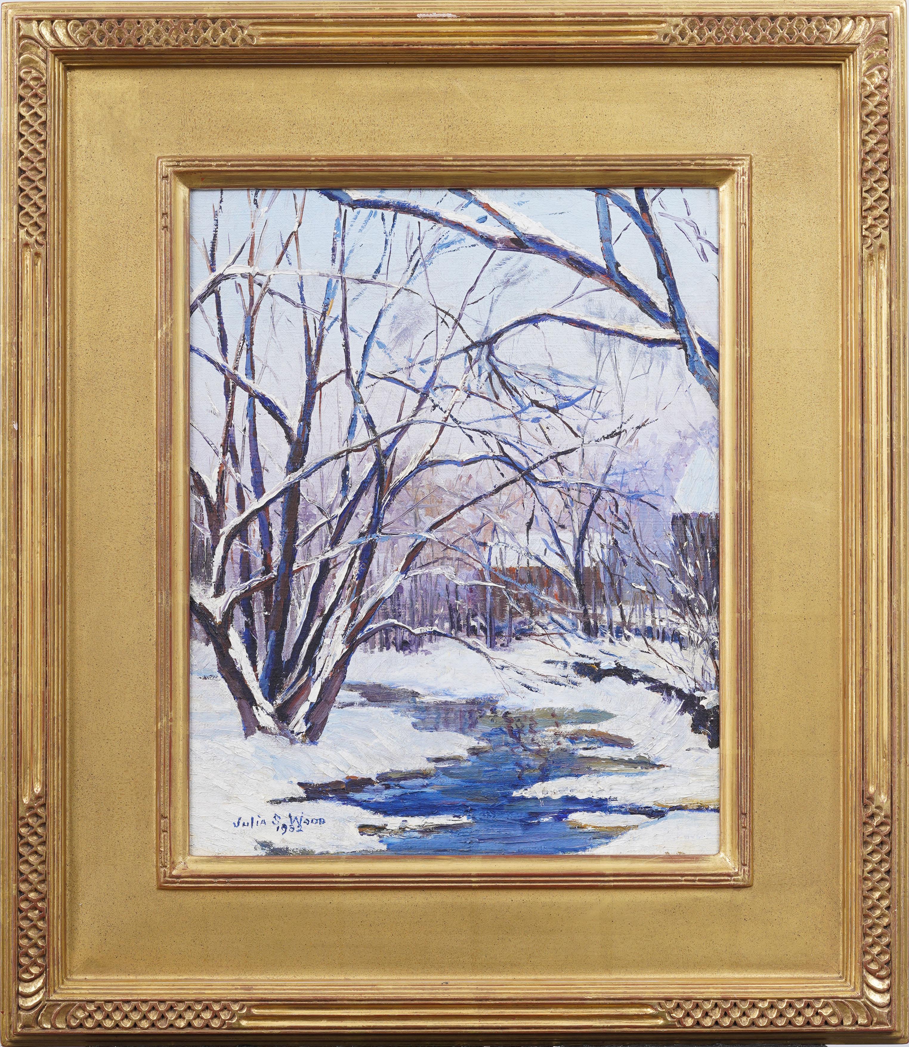 Antike amerikanische Impressionisten Landschaft signiert Giltwood gerahmte Ölgemälde