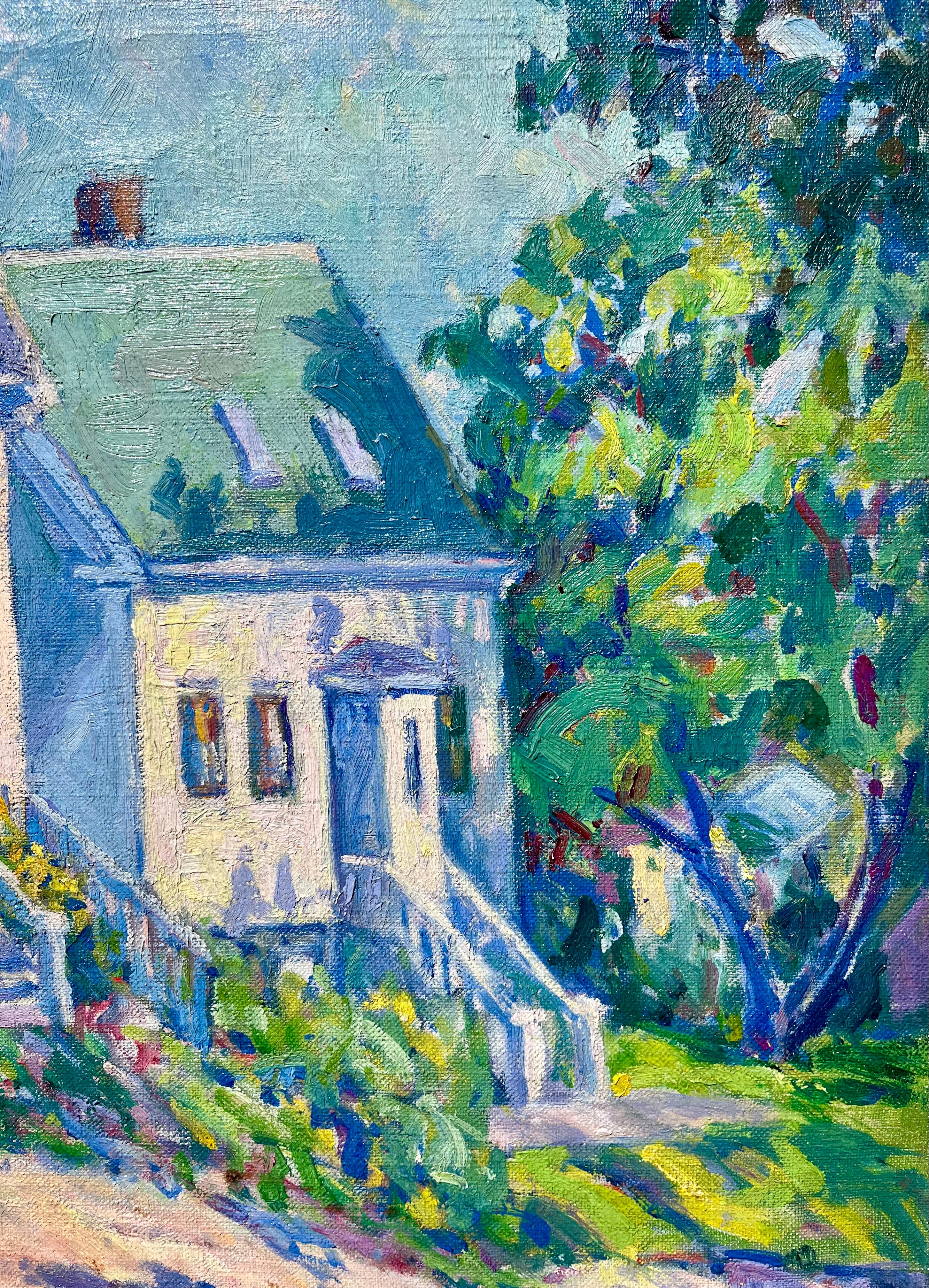 Escena doméstica primaveral impresionista al óleo - Painting impresionista estadounidense de Julia Sulzer Griffith