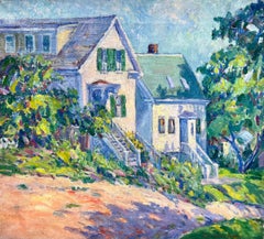 Antique Oil Impressionist Spring Home Scene