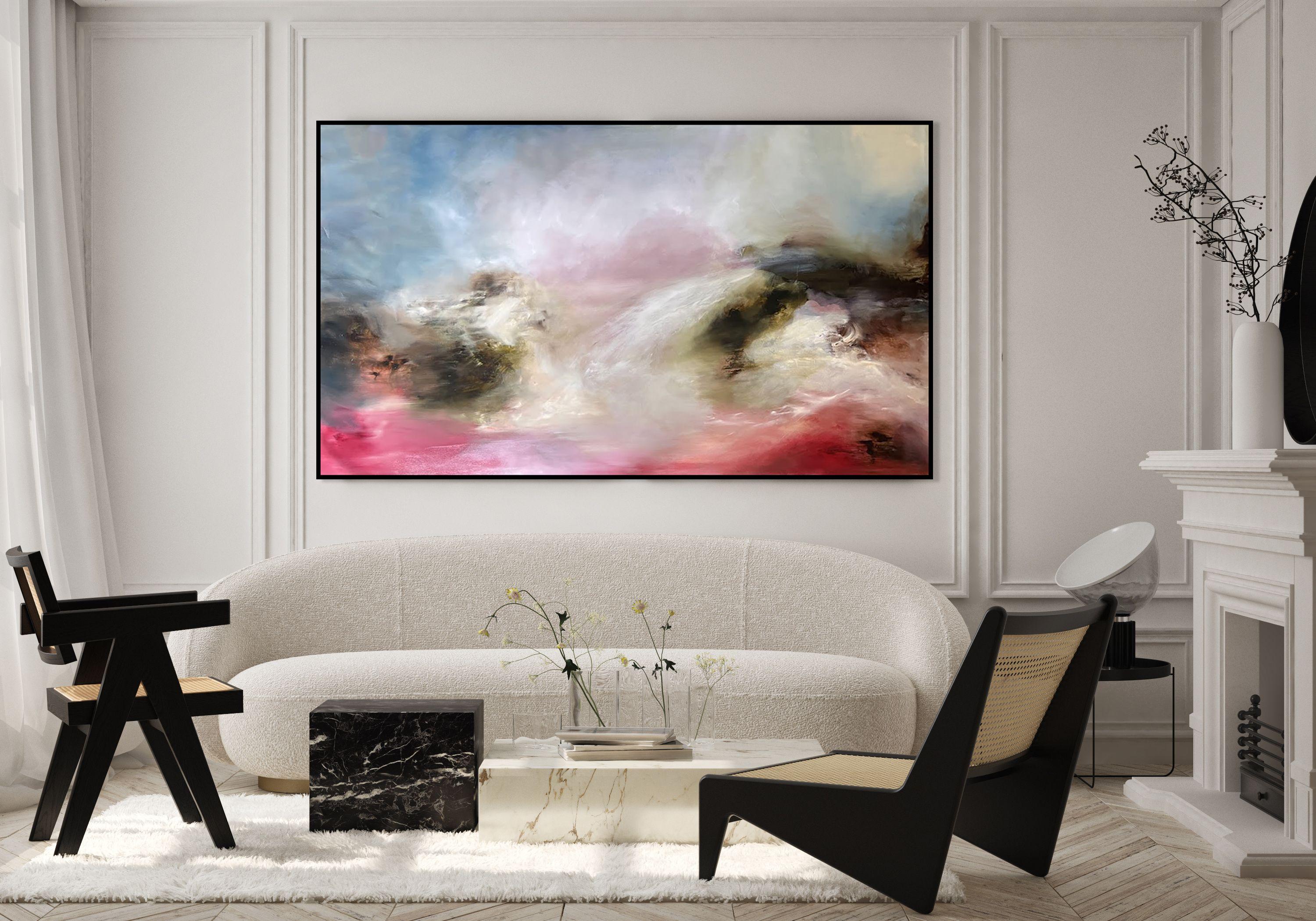 Olio su tela sciolta    215cm x 125cm    NOTA BENE: questo quadro viene consegnato arrotolato in un tubo e dovrà essere montato dal tuo corniciaio di fiducia: è troppo grande per essere spedito montato.        Questo bellissimo ed etereo paesaggio è