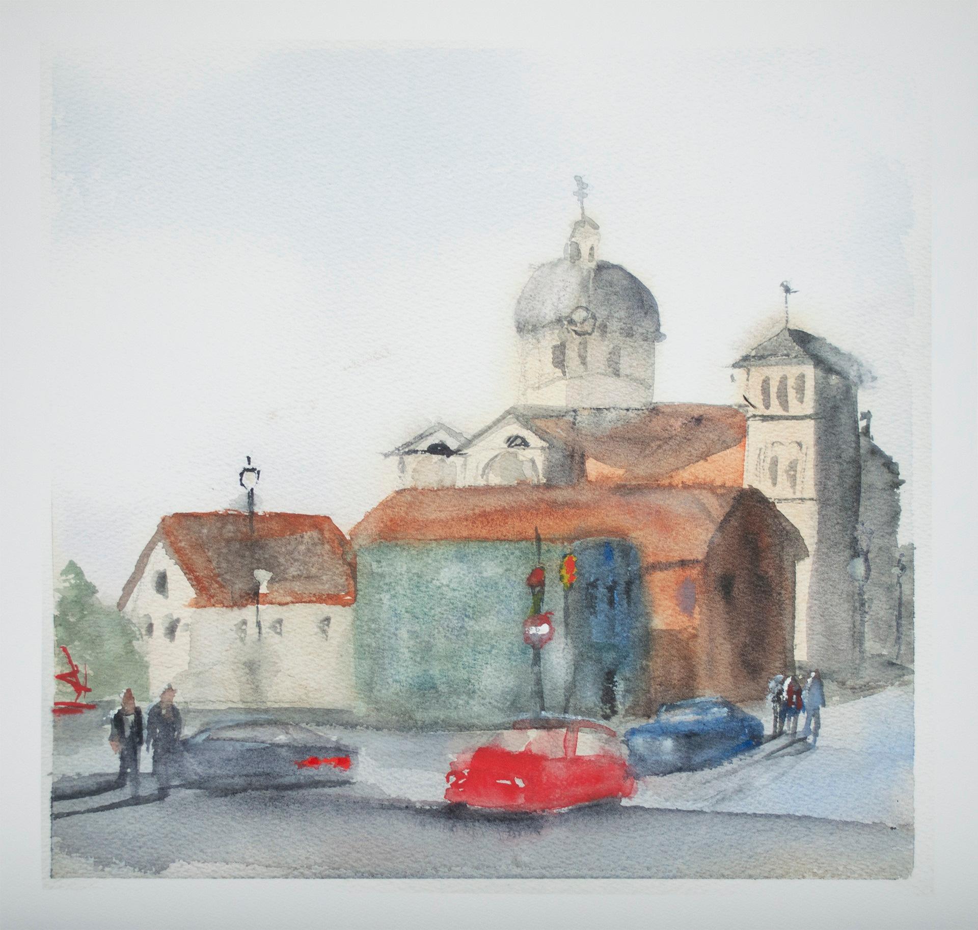'The Basilica of St. Josapha' Giclée Print on Watercolor Paper For Sale 2