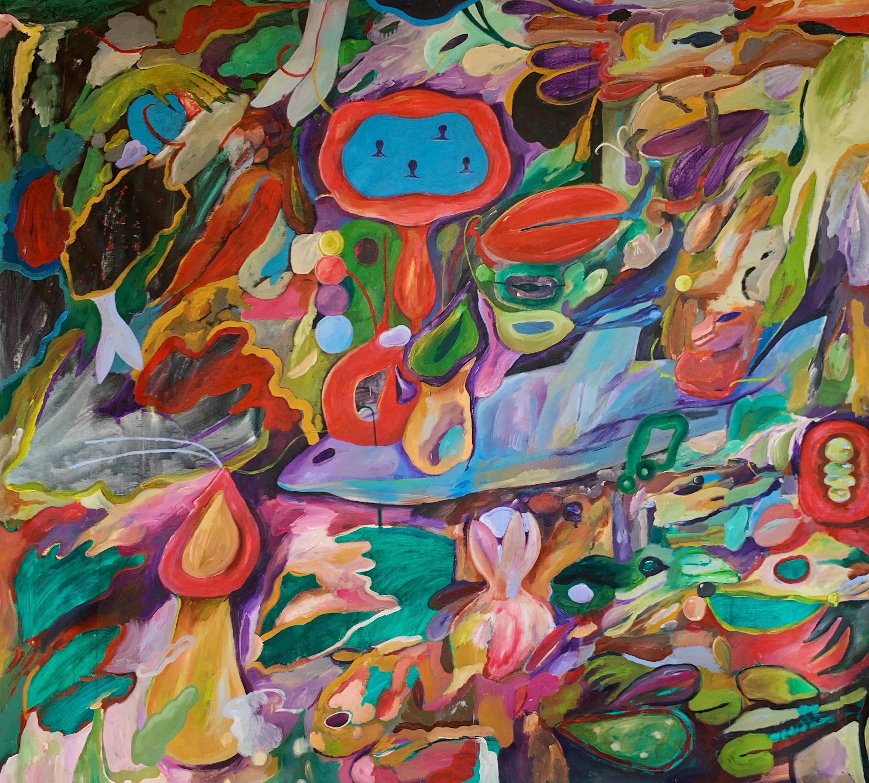 Julia Valtanen Abstract Painting - «Fountain I», 200 х 180 cm