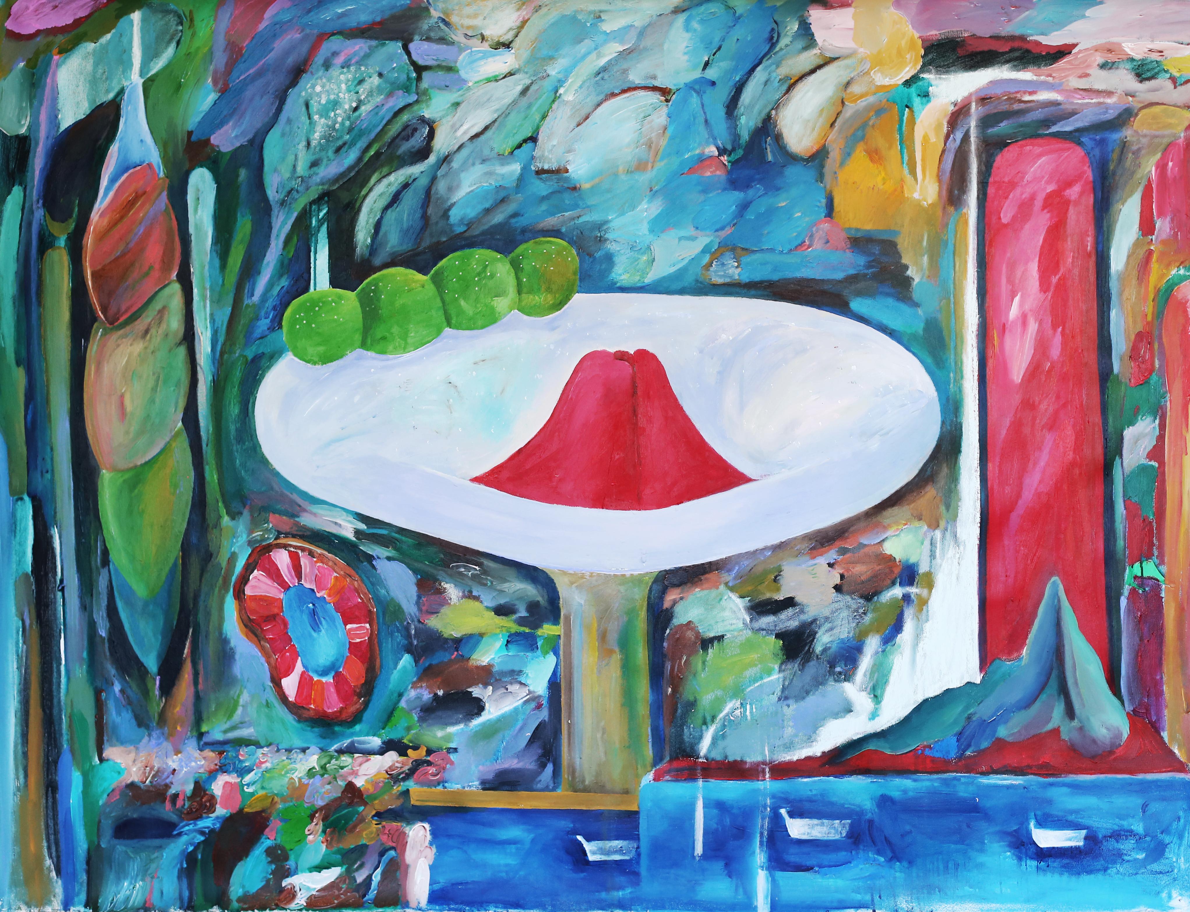 Julia Valtanen Abstract Painting - «Fountain II», 105 х 135 cm