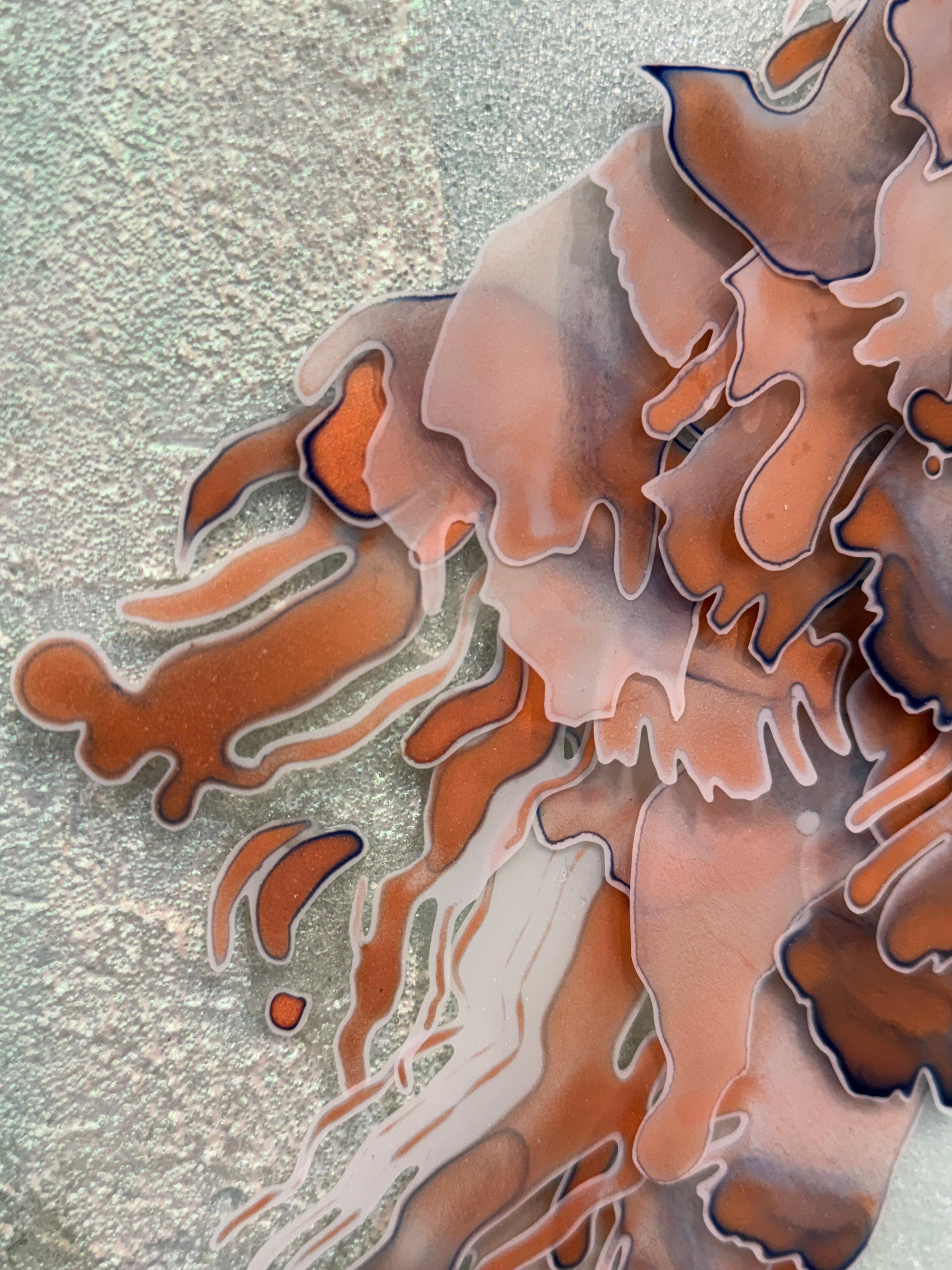 Acrylmalerei, abstrakte Mischtechnik, himmlisch, 3d, grün, rosa, 2025 im Angebot 7