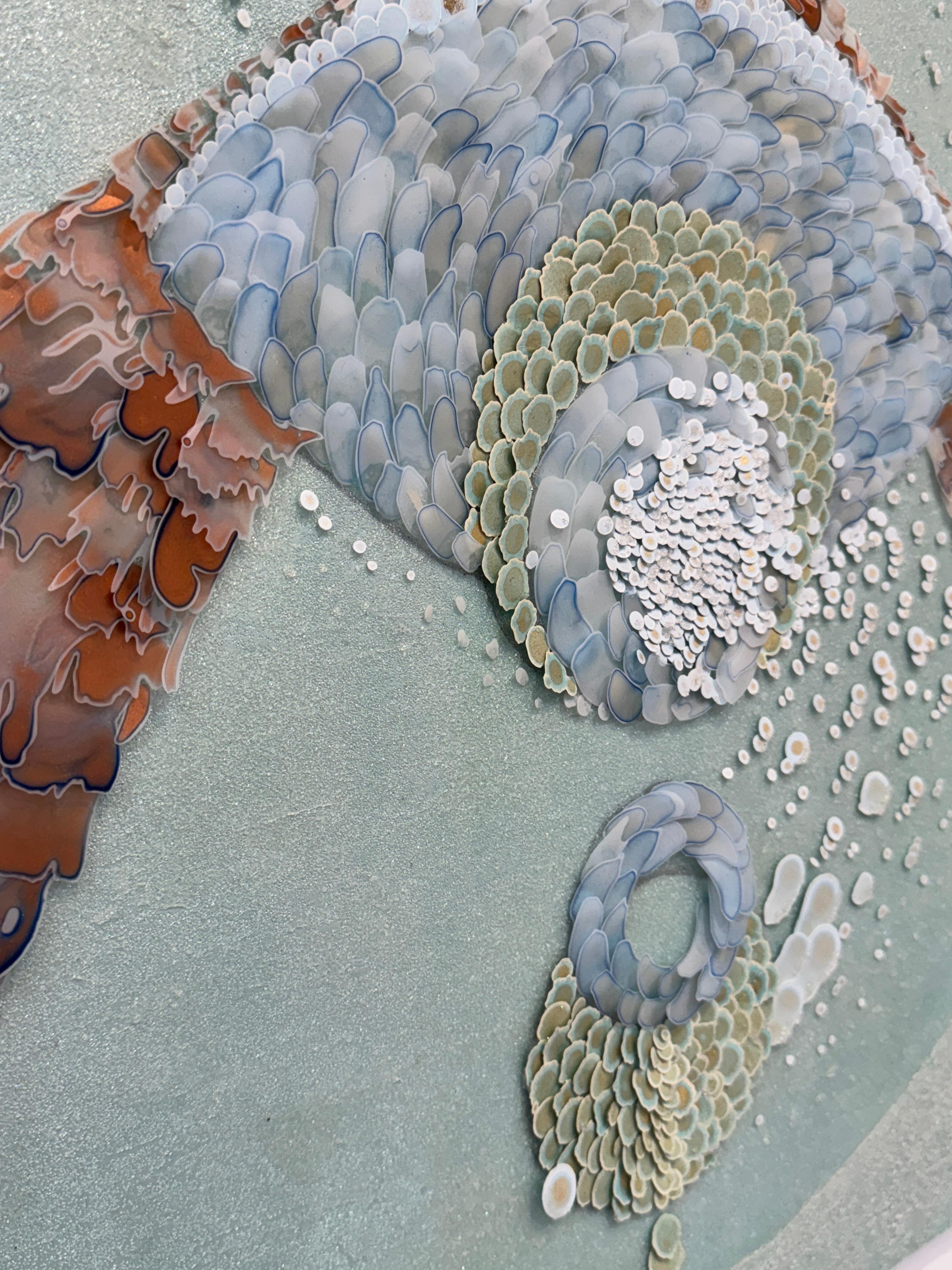 Acrylmalerei, abstrakte Mischtechnik, himmlisch, 3d, grün, rosa, 2025 im Angebot 8