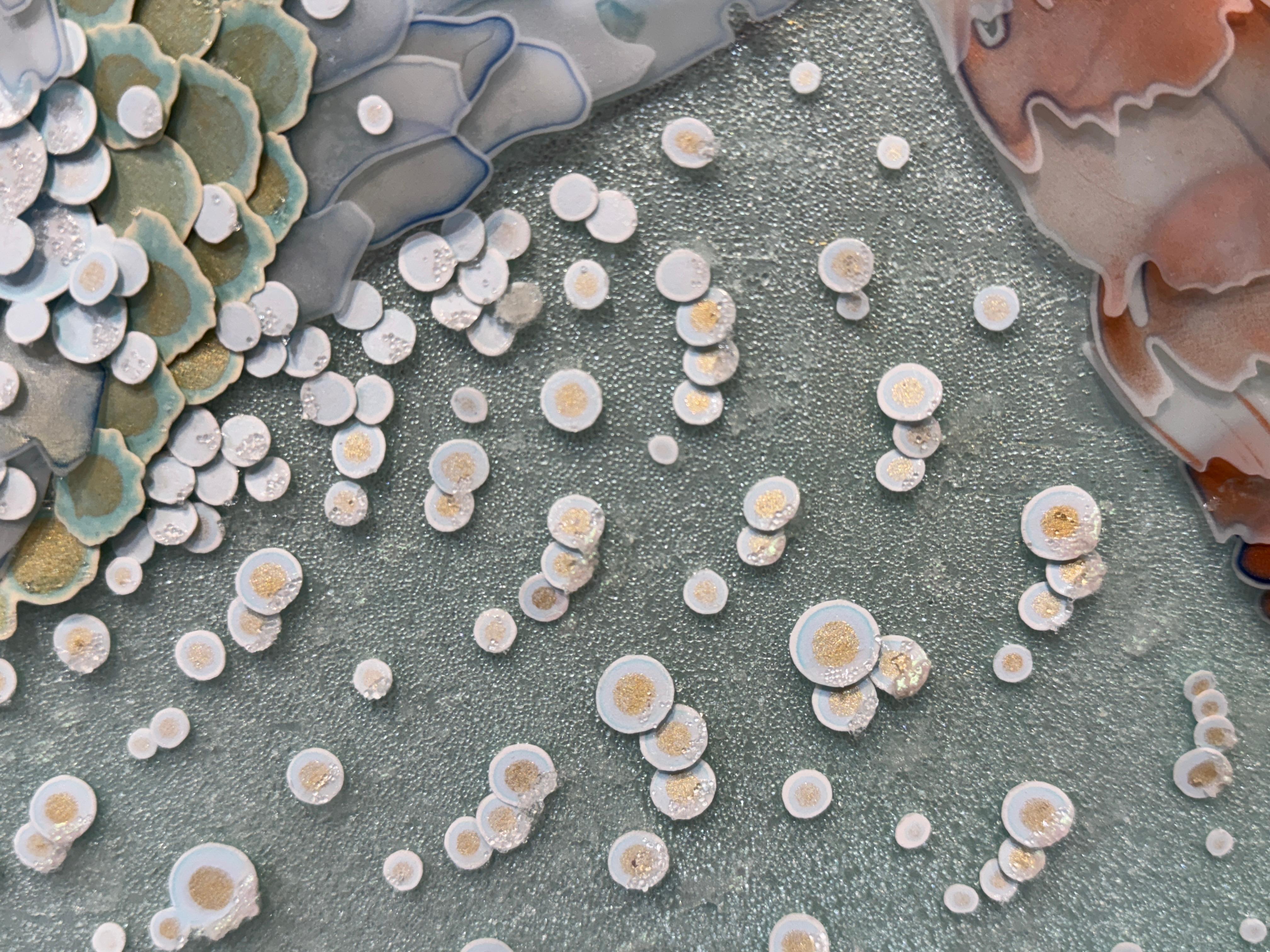 Acrylmalerei, abstrakte Mischtechnik, himmlisch, 3d, grün, rosa, 2025 im Angebot 9