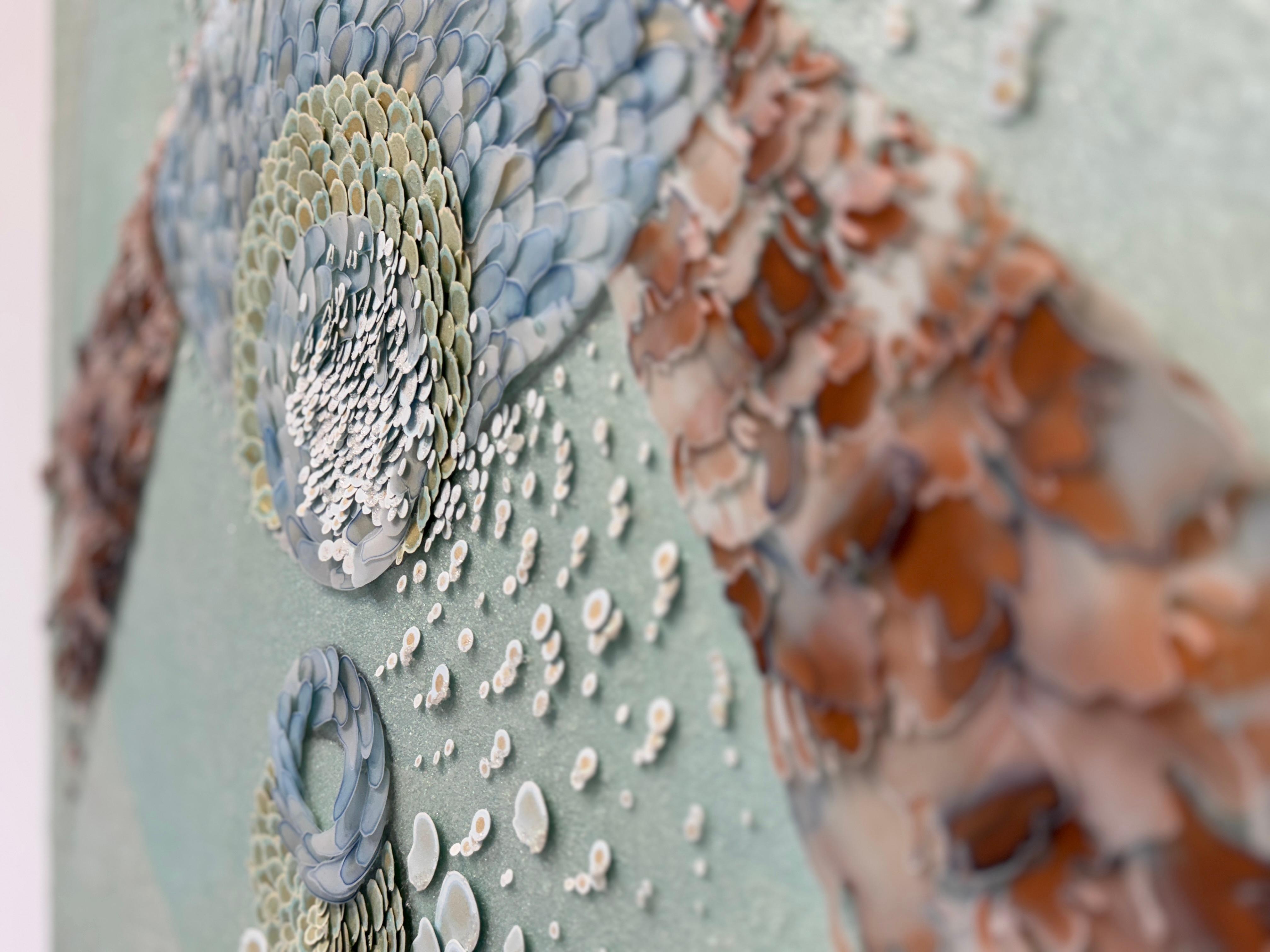 Acrylmalerei, abstrakte Mischtechnik, himmlisch, 3d, grün, rosa, 2025 im Angebot 12