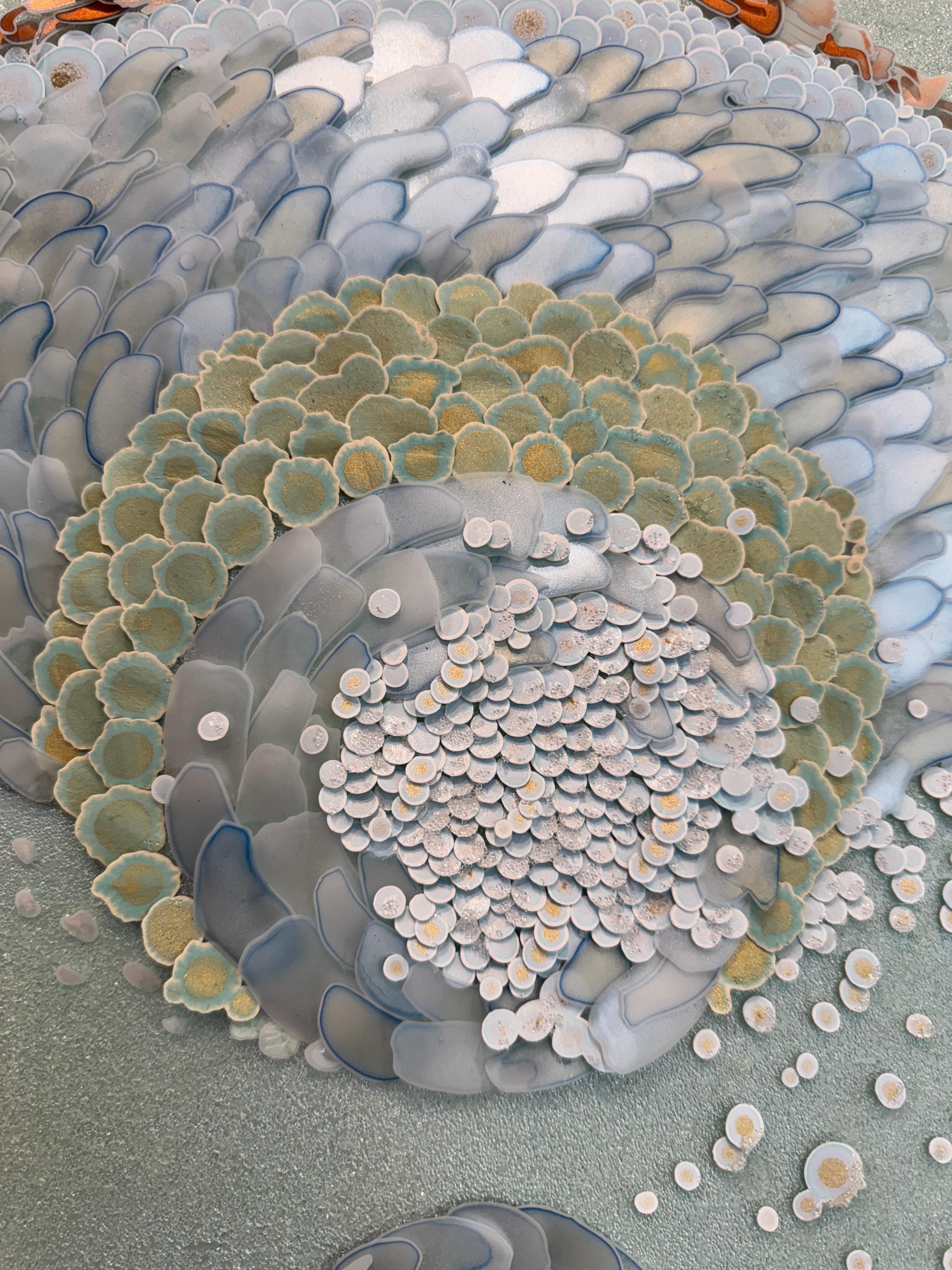 Acrylmalerei, abstrakte Mischtechnik, himmlisch, 3d, grün, rosa, 2025 (Grau), Abstract Painting, von Julia Westerbeke