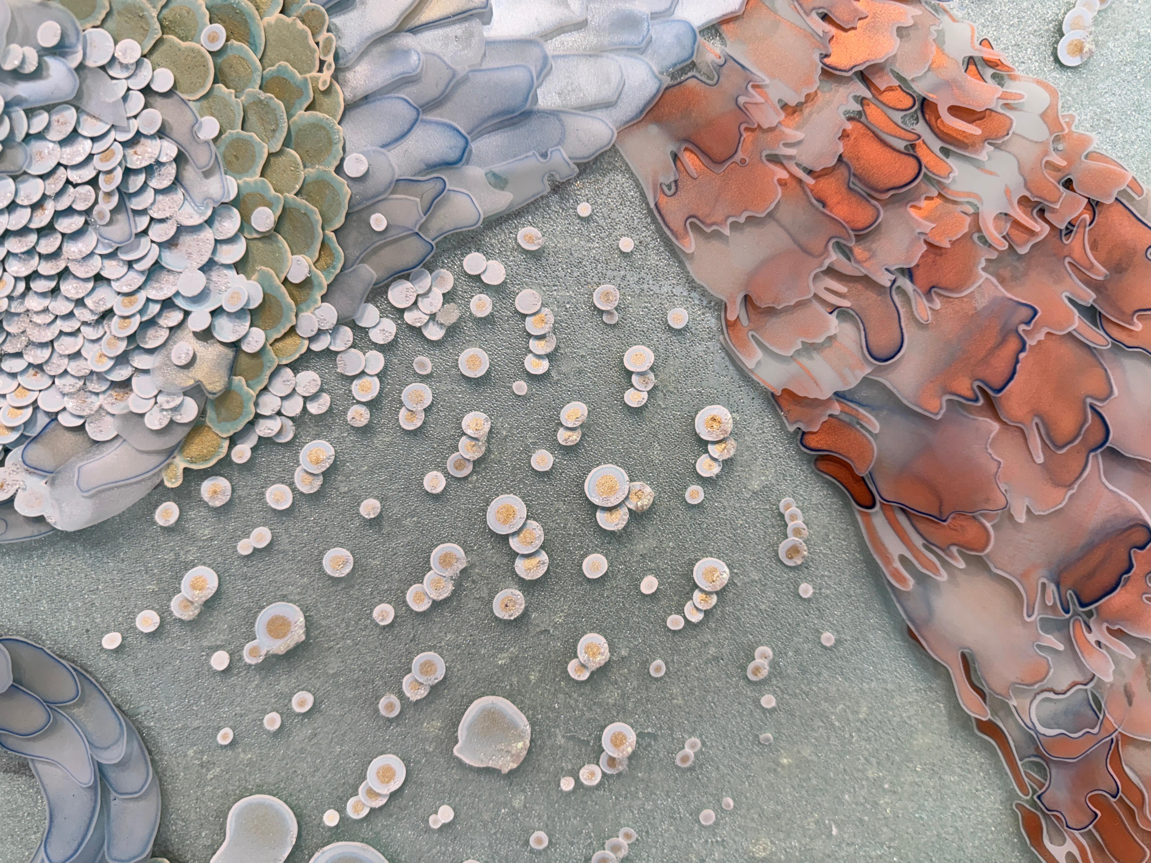 Acrylmalerei, abstrakte Mischtechnik, himmlisch, 3d, grün, rosa, 2025 im Angebot 2