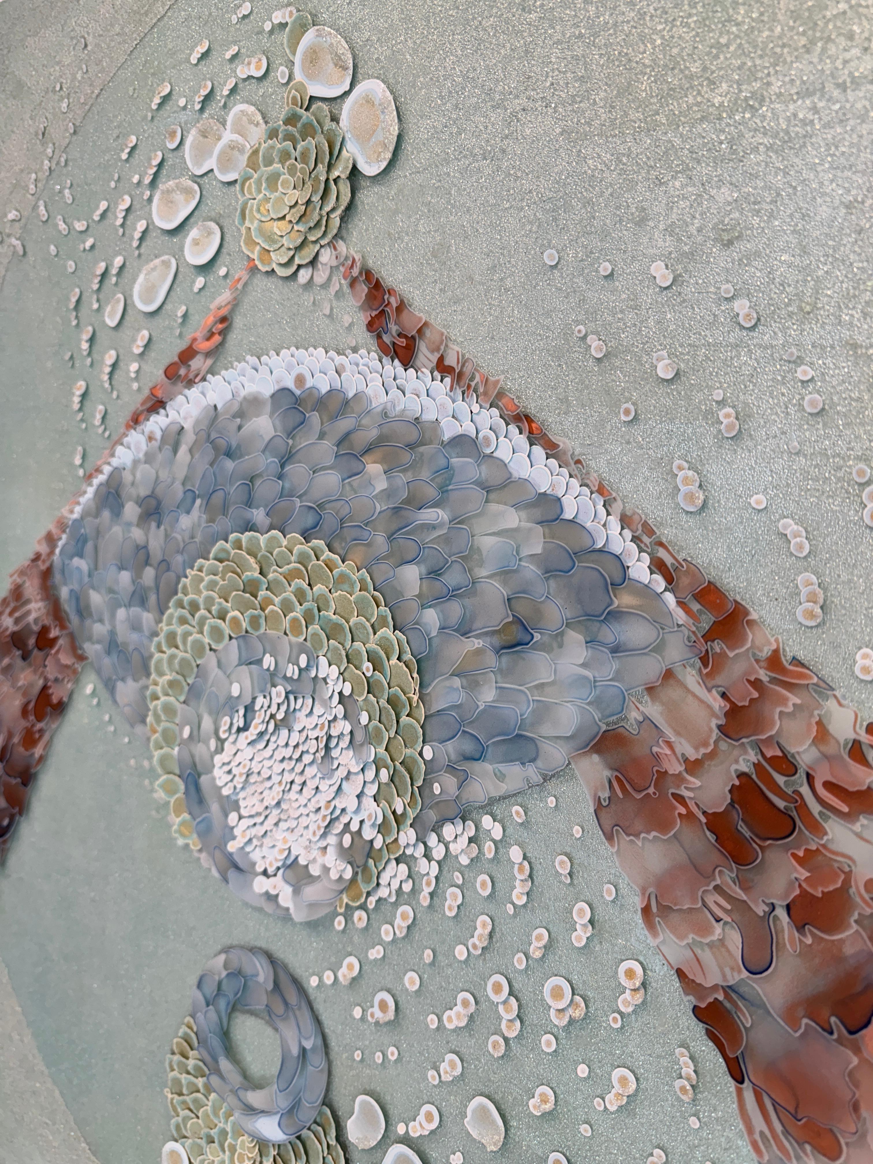 Acrylmalerei, abstrakte Mischtechnik, himmlisch, 3d, grün, rosa, 2025 im Angebot 4