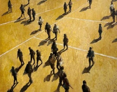 3 O'Clock Meeting - Crowds City Oil Painting Street Cityscapes People Figures