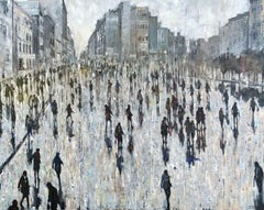 After the Rain - Crowds City Painting Street Views Cityscapes People Figures 