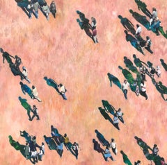 Array  -naturalistic figurative crowd painting oil on canvas