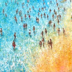 Beach Life - contemporary Crowds Views People Figures oil colorful painting