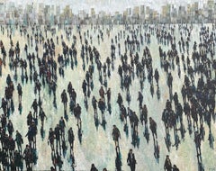 Black Suit - Crowds City oil Painting Street Views Cityscapes People Figures 
