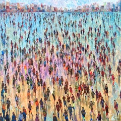 Bright Hues - Colourful Crowd Scene: Oil Paint on Canvas