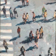 Mittelpunkt – Crowds City, Ölgemälde, Straßenansichten, Menschenfiguren