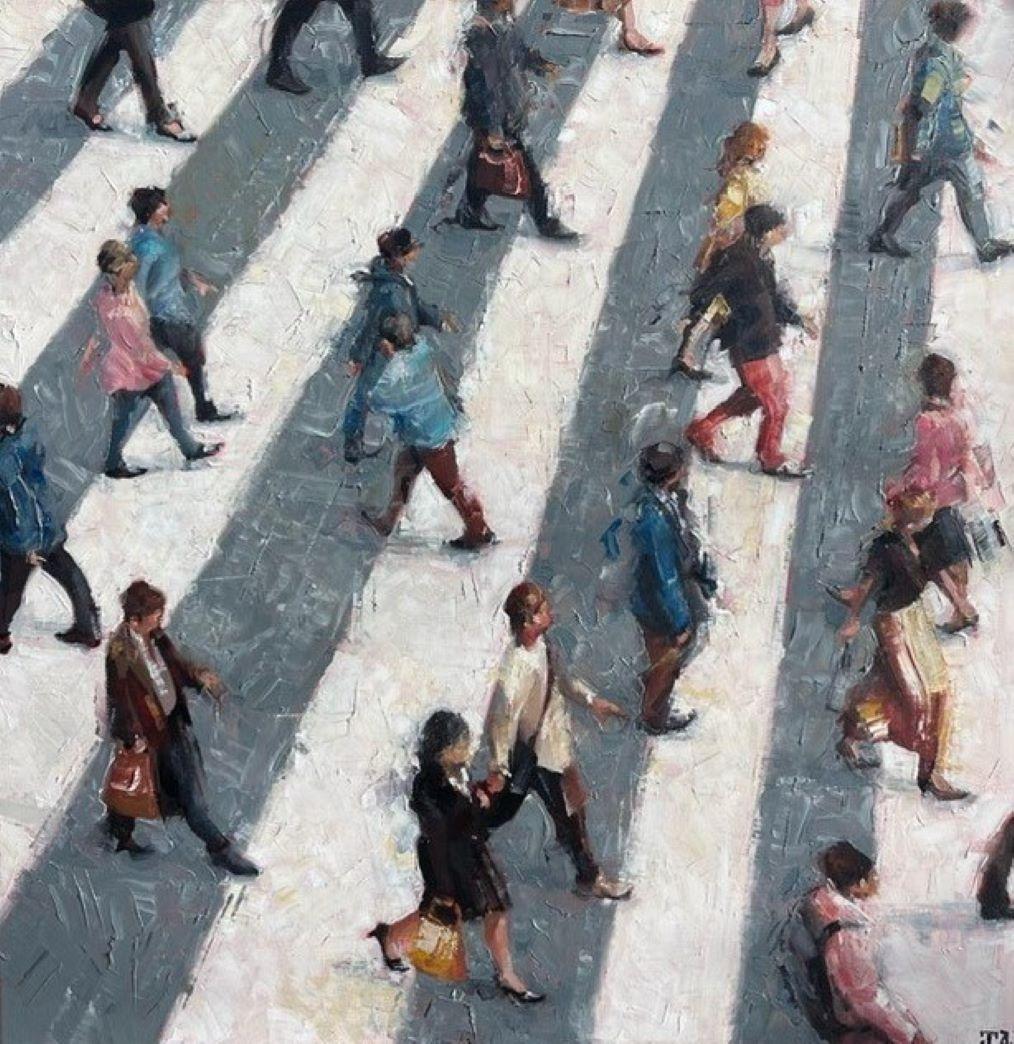 City Crossing - Crowds City Oil Painting Street Cityscapes People Figures 