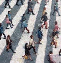 Croisés urbains - Peinture à l'huile de la ville - Figures de personnes 