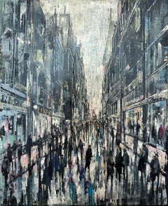City Living - Crowds City Oil Painting Street Cityscapes People Figures