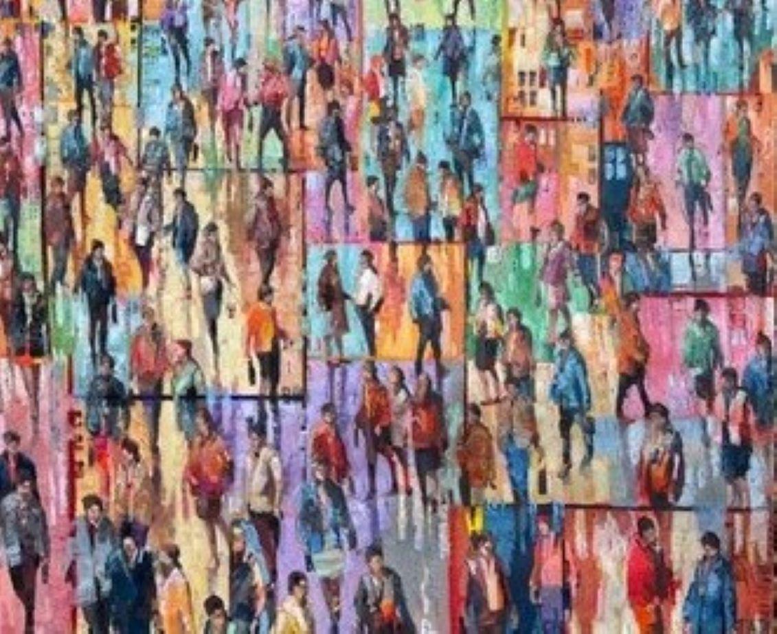City Mini Break - Crowds City Oil Painting Street Cityscapes People Figures  For Sale 2