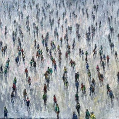 Crisp Light - Figurative Crowd Scene: Oil Paint on Canvas