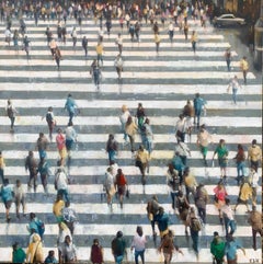 Crowd Crossing - Crowds City, Ölgemälde, Straßen- und Stadtlandschaften, Menschenfiguren 