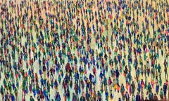 Crowd Saturation - Contemporary figurative colorful people landscape painting